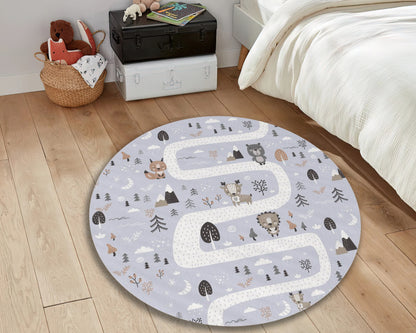 Animal Pattern Rug, Baby Room Carpet, Nursery Play Mat, Baby Shower Decor, Baby Gift