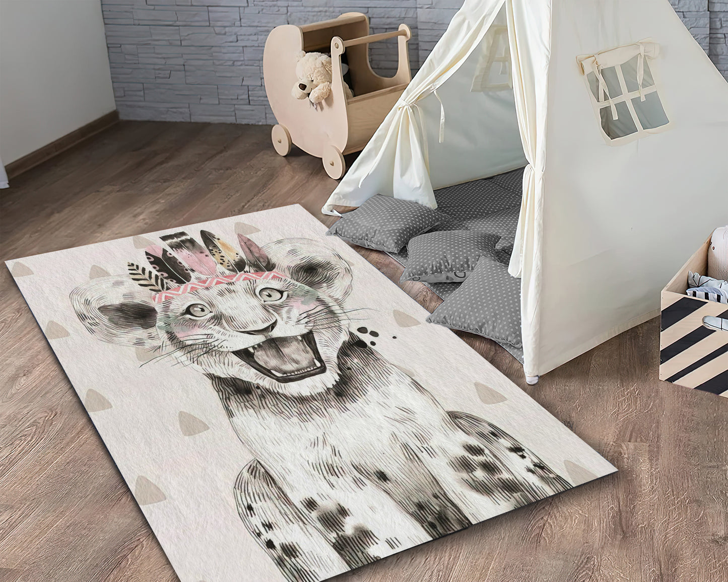 Cute Tiger Rug, Kids Room Carpet, Nursery Mat, Animal Kids Decor, Baby Gift