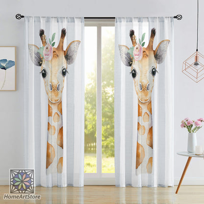 Cute Giraffe Themed Curtain, Animal Girl Room Curtain, Children Room Decor, Nursery Curtain, Baby Shower Gift