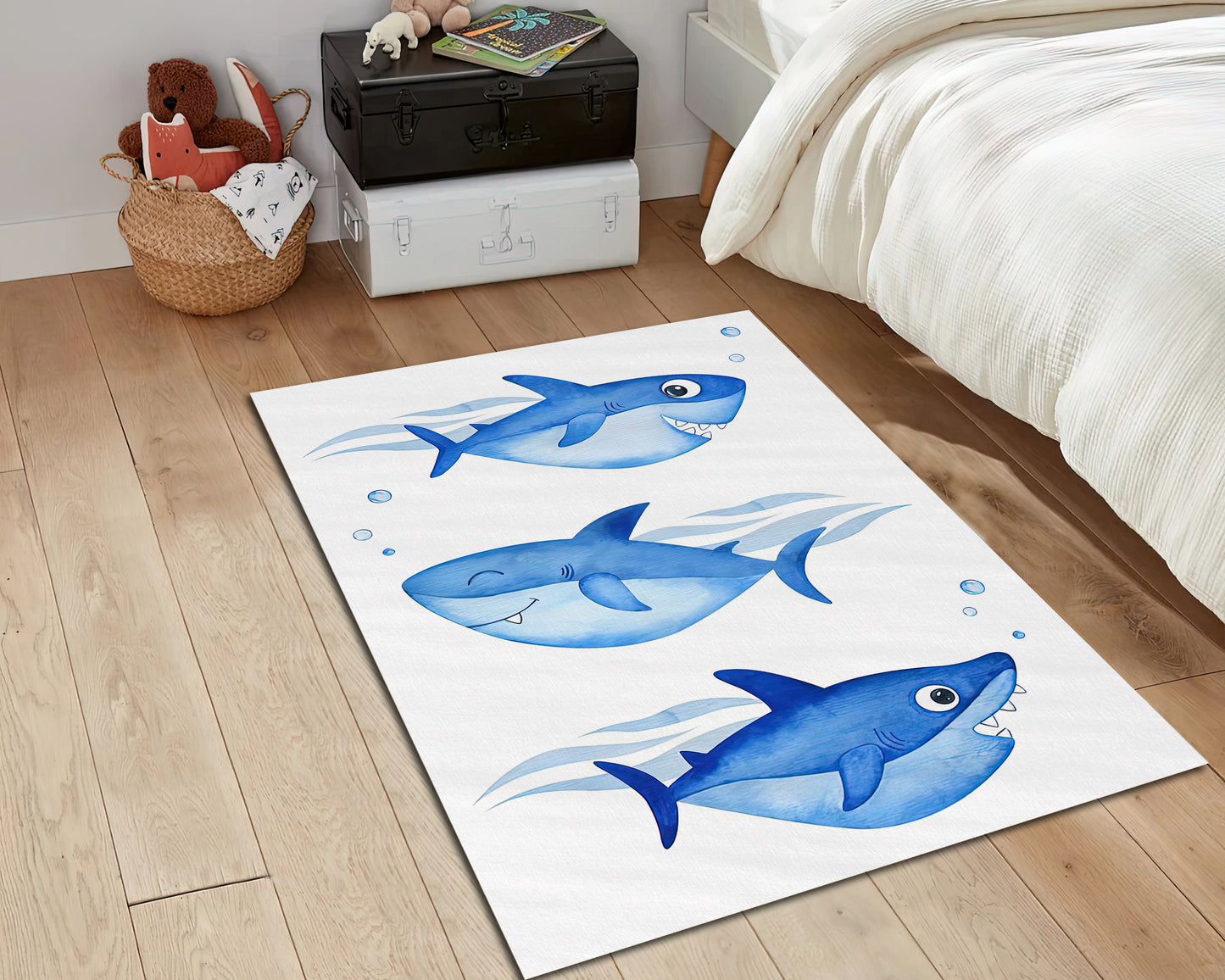 Cute Shark Rug, Baby Room Carpet, Nursery Decor, Animal Kids Mat, Baby Gift