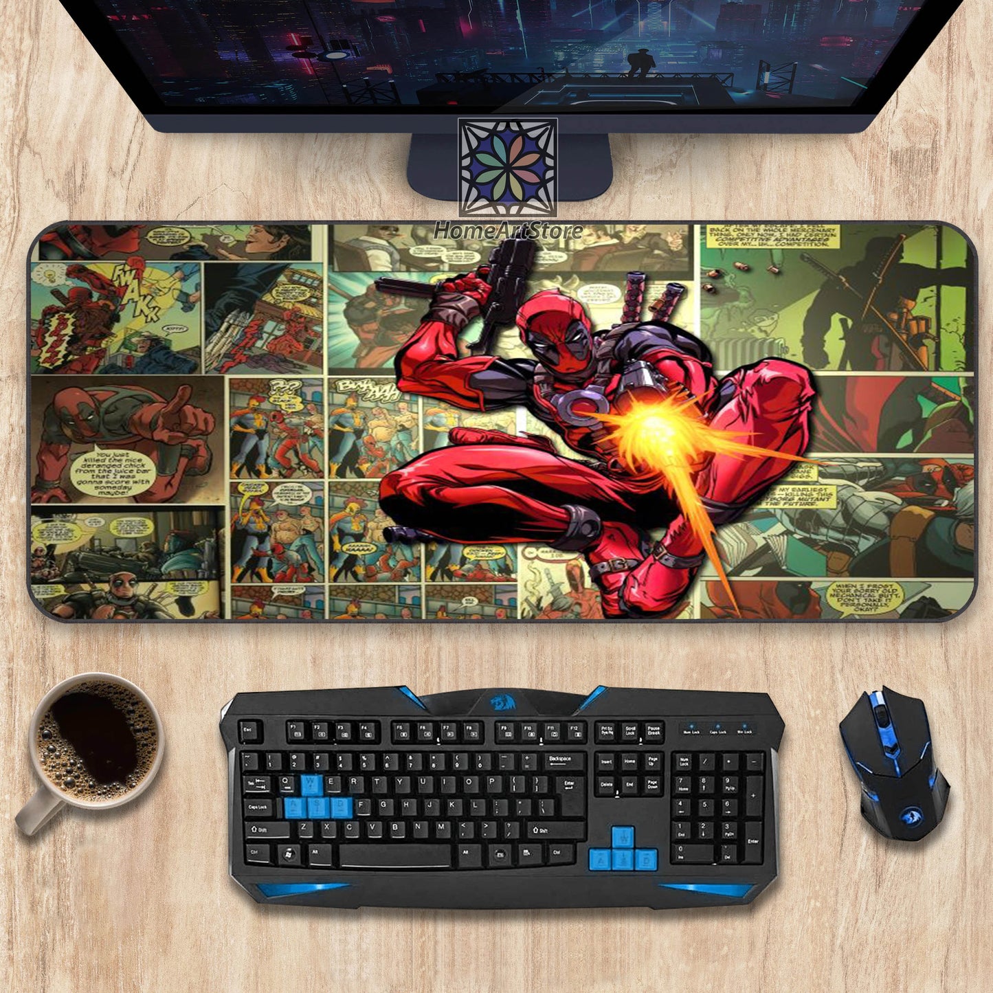 Comic Deadpool Desk Mat, Marvel Character Mouse Mat, Superhero Mousepad, Cartoon Desk Mat
