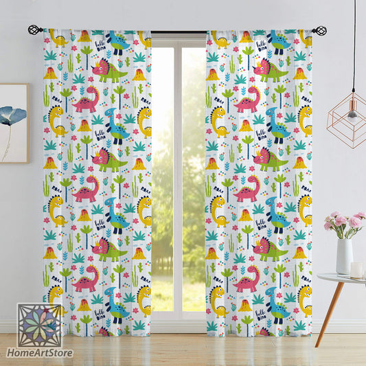 Cute Dinosaurs Curtain, Colorful Dino Pattern Curtain, Children Room Decor, Baby Curtain, Nursery Curtain