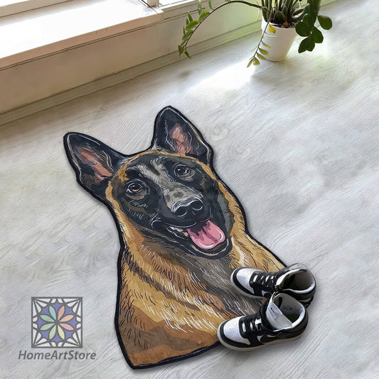 Malinois Dog Rug - Dog Shaped Carpet, Pet Mat, and Doormat