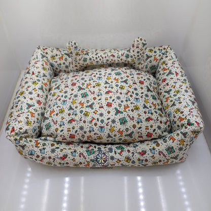 Christmas Printed Pet Bed, Merry Christmas Dog Bed, New Year Decorations, Pet Mat, New Years Gift