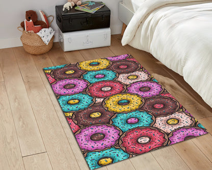Donut Rug, Doughnut Shaped Mat, Colorful Kitchen Carpet, Yummy Donut Rug, Dining Room Decor