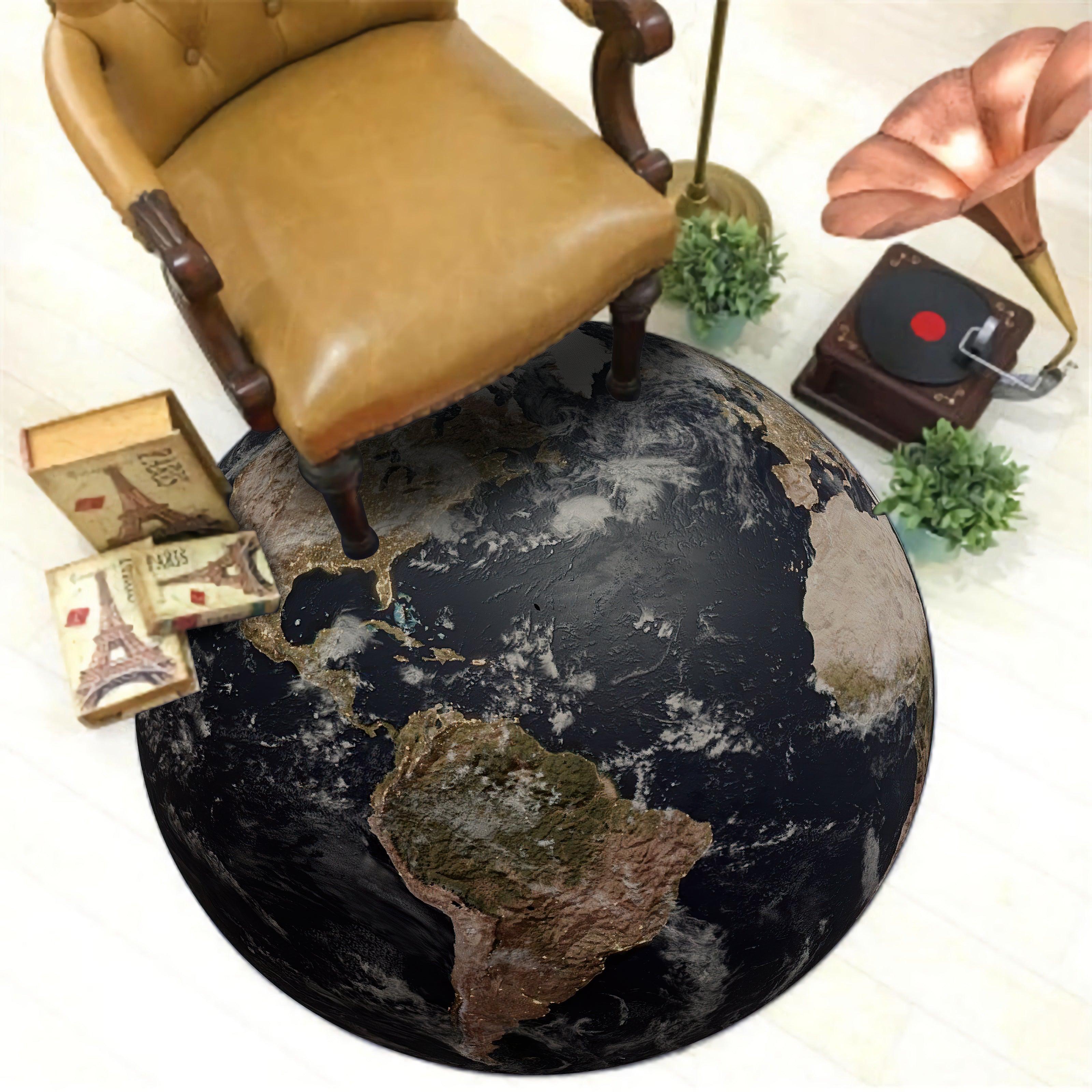 3D Earth Rug, Entryway Round Mat, Living Room Carpet, Decorative Floor ...