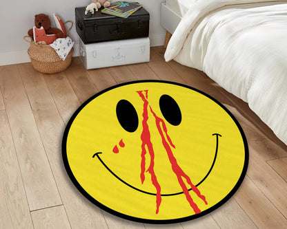 Smiley Face Printed Rug, Emoji-Themed Carpet, Teenage Room Mat, Happy Emoticon Floor Cover Decor