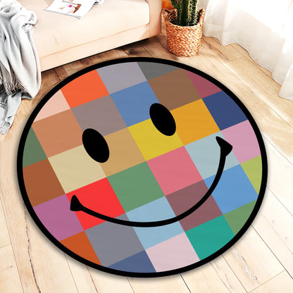 Colorful Emoji Rug, Smiley Face Carpet, Teenage Room Decor, Emoji Round Mat