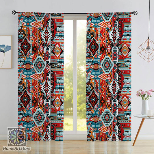 Colorful Patchwork Curtain, Ethnic Curtain, Modern Boho Curtain, Tribal Home Decor