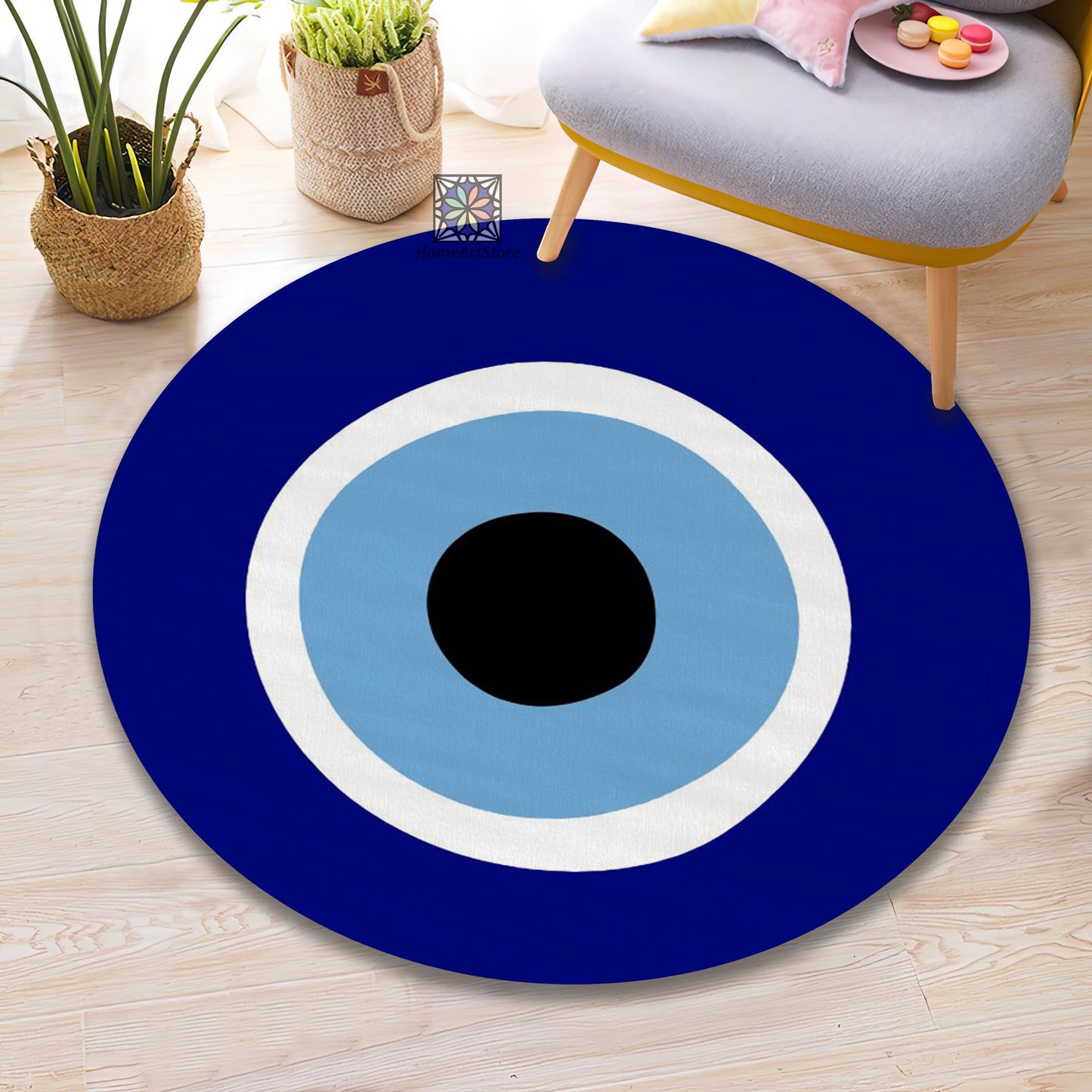 Evil Eye Rug, Talisman Carpet, Devil’s Trap Mat, Entryway Round Rug, Home Decor