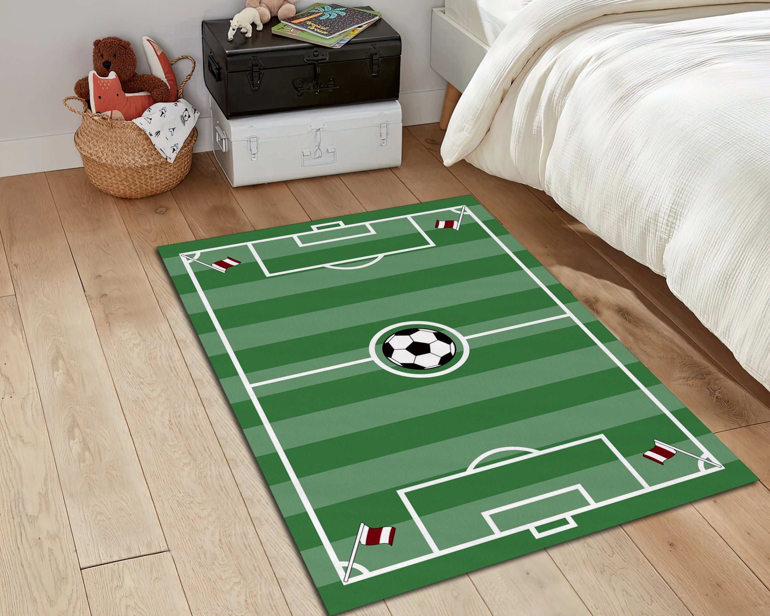 Football Field Rug, Boys Room Carpet, Sport mat, Play Room Decor, Foot ...