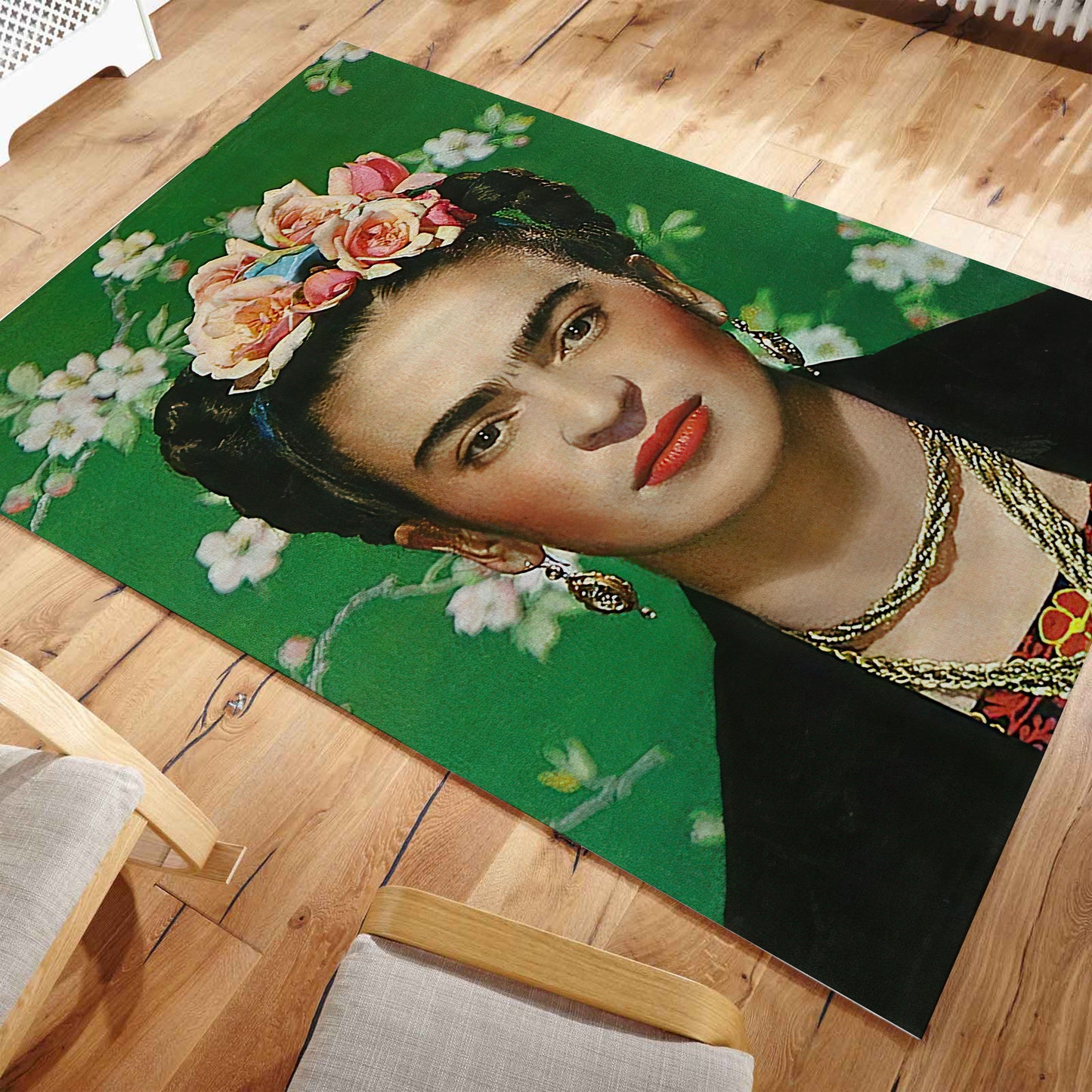 Frida Kahlo Rug, Floral Carpet, Art Mat, Home Decor, Artist Symbol Rug, Modern Living Room Rug