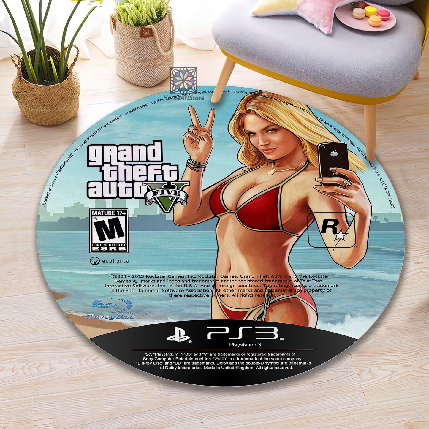 GTA CD Poster Rug, Grand Theft Auto 5 Carpet, Video Game Decor, Gaming Mat, Gamer Rug