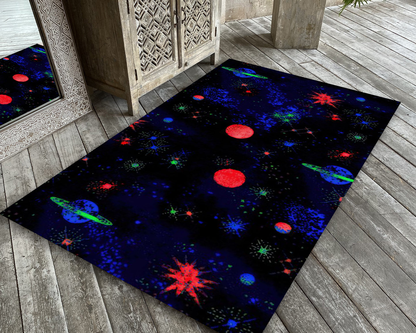 Classic Bowling Arcade Rug, 90s Retro Style Game Carpet, Space Gaming Mat, Game Room Decor