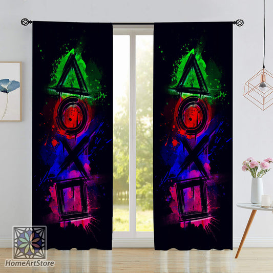 Grafitti Game Curtain, Colorful Gaming Curtain, Game Controller Curtain, Game Room Decor, Gift for Gaming