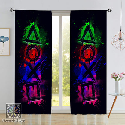 Grafitti Game Curtain, Colorful Gaming Curtain, Game Controller Curtain, Game Room Decor, Gift for Gaming