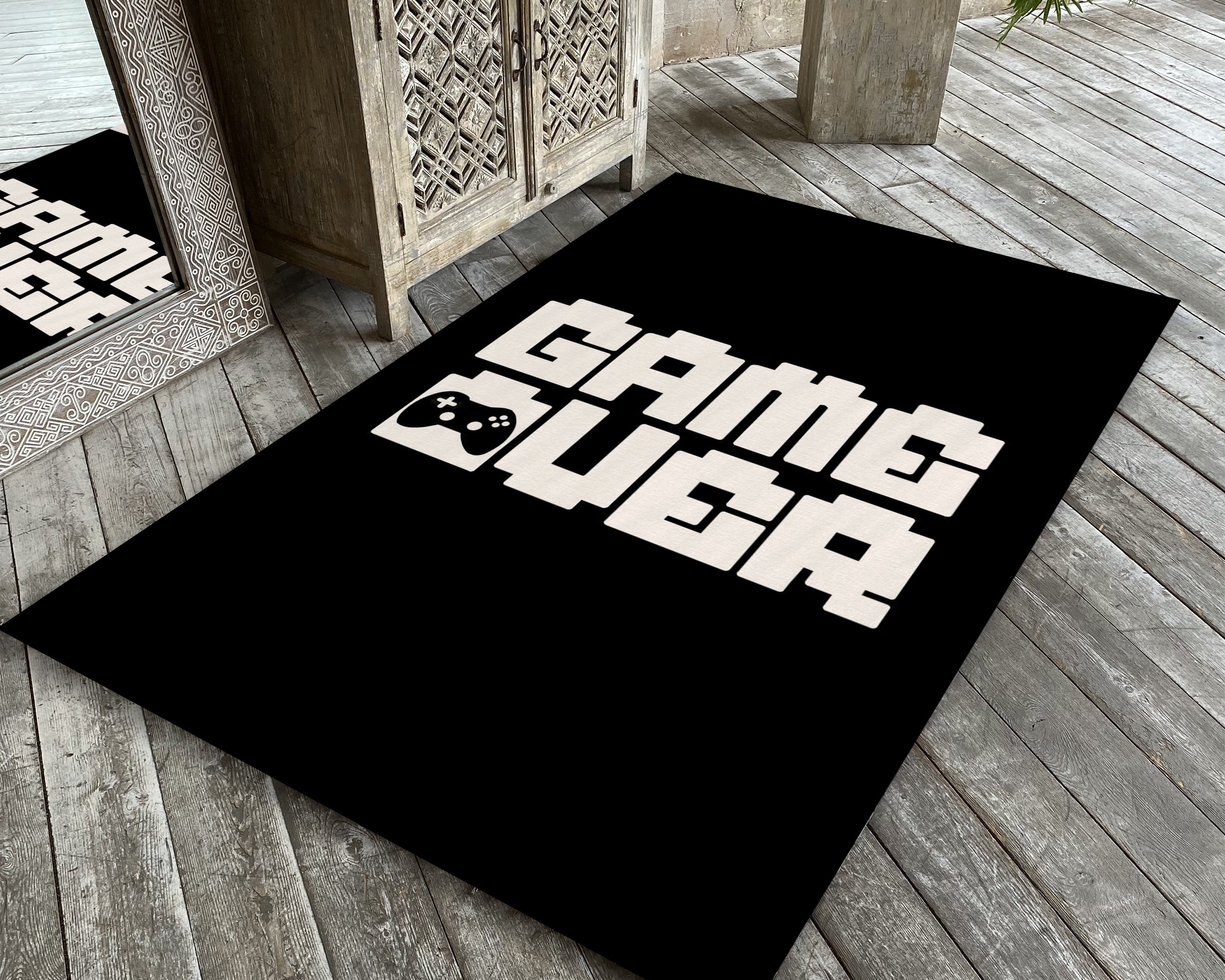 Game Over Rugs Game Over Text Rug, Game Controller Carpet, Black Gaming Mat, Game Roo ...