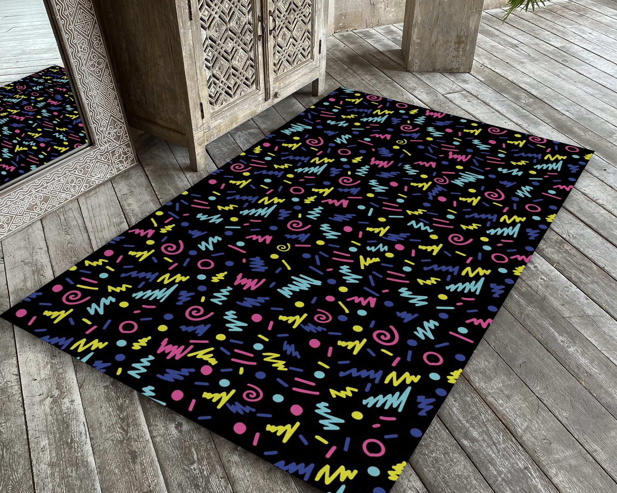 Arcade Gamer Rug, 90s Classic Game Carpet, Game Room Decor, Colorful P ...