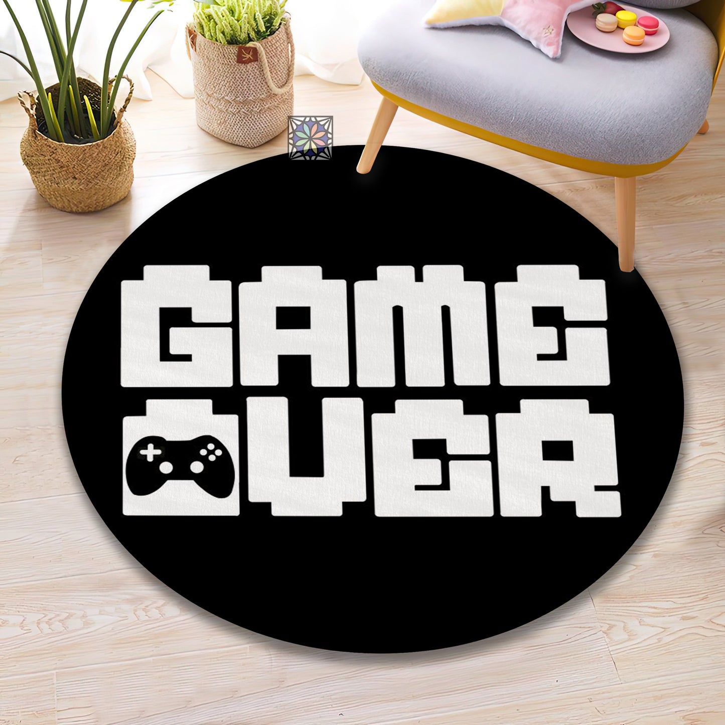 Game Over Rug, Game Controller Carpet, Gaming Decor, Black Gamer Mat, Gift for Gamer
