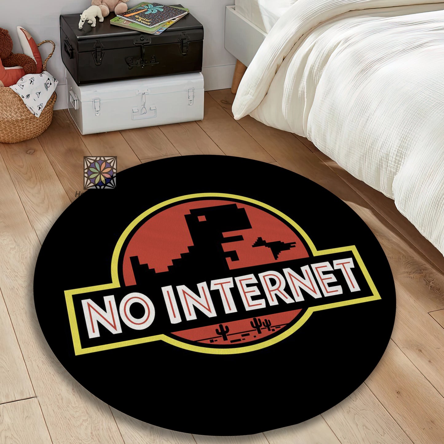 Funny Game Rug, No Internet Text Carpet, Black Gaming Chair Mat, Gamer Room Decor, Gift for Gamer