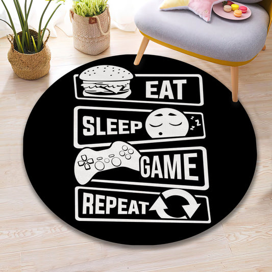 Eat Sleep Game Repeat Rug, Gaming Chair Mat, Gamer Carpet, Game Room Rug, Gift for Gamer