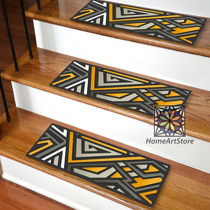 Colorful Graffiti Stair Rugs, Geometric Step Mats, Modern Stair Step Carpet, Home Decor