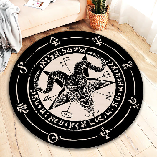Evil Goat Rug, Magic Circle Carpet, Satan Ritual Mat, Witchy Gothic Decor, Star of David Pentacle Rug