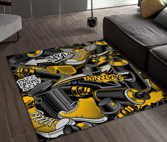 Sneaker Art Rug, Sneaker Room Carpet, Street Fashion Decor, Jordan Mat, Graffiti Gift