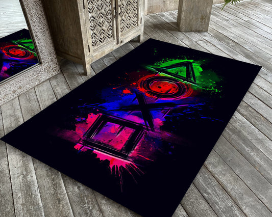 Graffiti Game Controller Rug, Colorful Gamer Carpet, Gaming Mat, Game Room Decor, Game Gifts