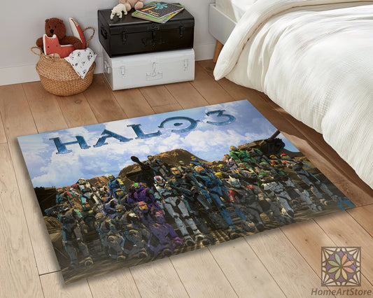 Halo 3 Rug, Video Game Carpet, Xbox Mat, Popular Gaming Decor, Game Room Rug, Halo Gift