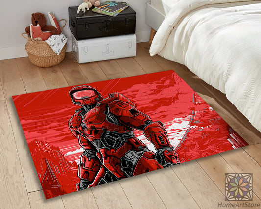 Halo Master Chief Character Rug, Gamer Room Decor, Halo Poster Carpet, Gaming Mat, Gift for Gamer