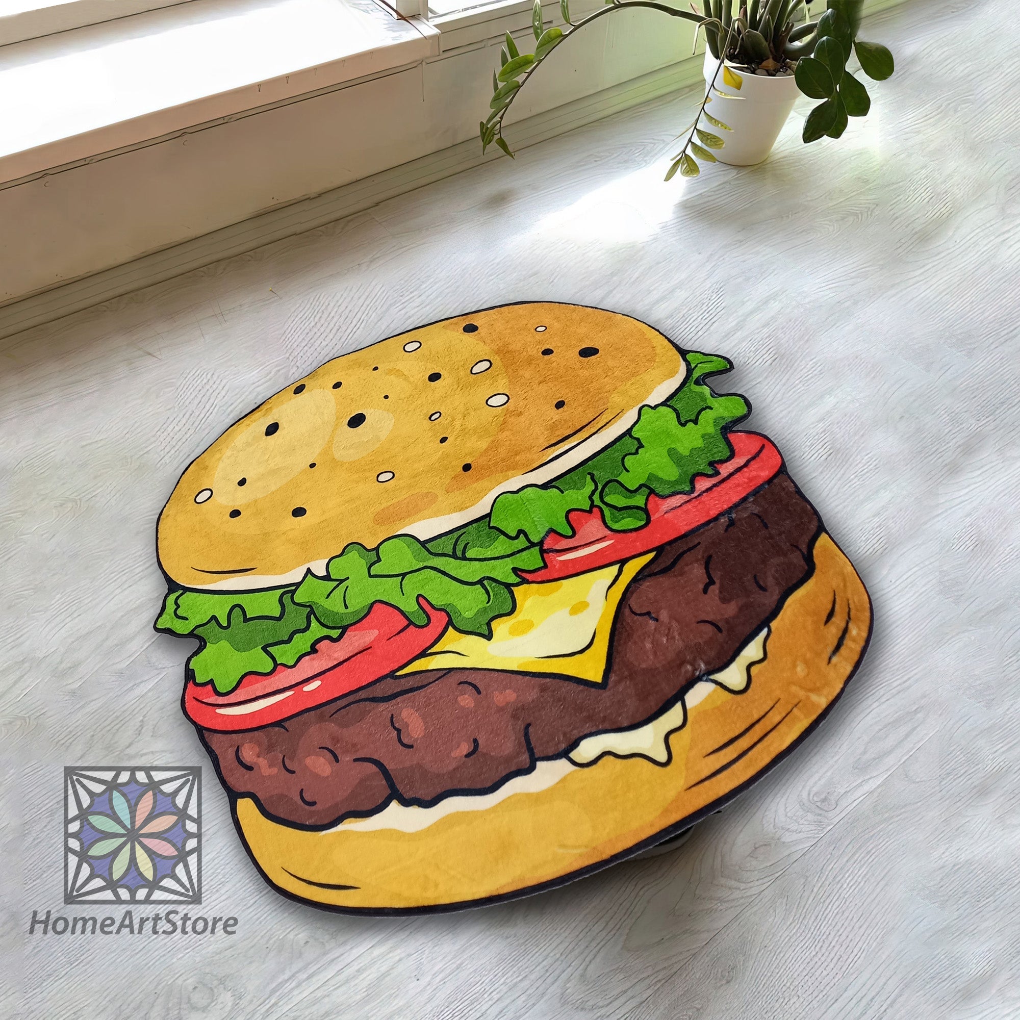 Food Shaped Rug Hamburger Shaped Rug - The Perfect Kitchen Mat for Dining Room Decor ...