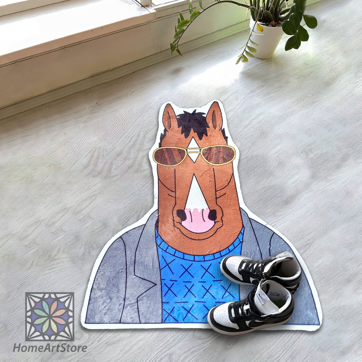 BoJack Horseman Rug, Animated Funny TV Show Carpet, Adult Cartoon Mat, BoJack Decor