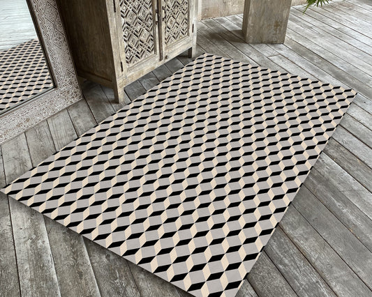 3D Illusion Rug, Black and White Office Mat, Vortex Carpet, Living Room Rug, Office Gift