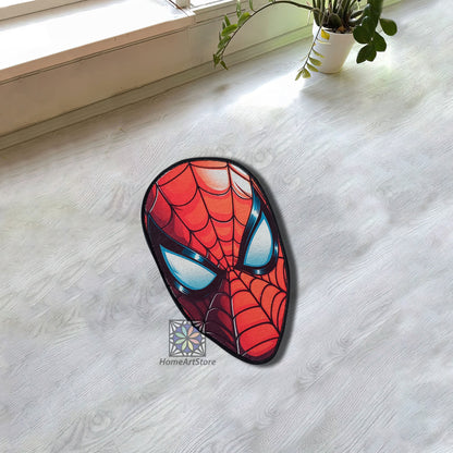 Spider Man Shaped Rug, Super Hero Carpet, Marvel Character Mat, Kids Room Decor, Avengers Gift