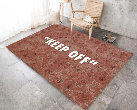 Keep Off Motif Rug, Bohemian Carpet, Keepoff Text Mat, Living Room Decor, Brand Area Rug