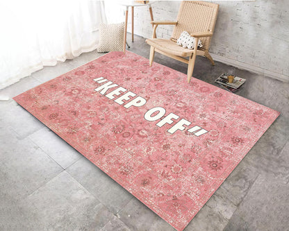 Pink Keep Off Area Rug, Living Room Carpet, Keepoff Brand Mat, Keep Off the Grass Rug, Sneaker Decor