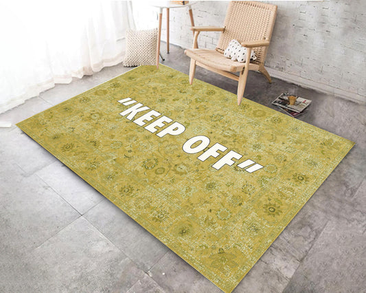 Retro Style Keepoff Rug, Brand Keep Off Carpet, Bedroom Mat, Sneakerhead Art Decor, Floral Themed Rug