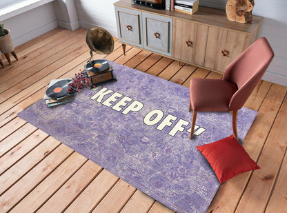 Purple Keep Off Text Rug, Bedroom Mat, Bohemian Motif Carpet, Keepoff Text Mat, Sneaker Room Rug, Home Decor