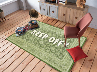 Keepoff Printed Rug, Floral Themed Mat, Turkish Motif Carpet Exclusion Area Floor Rug, Keep Off Decor