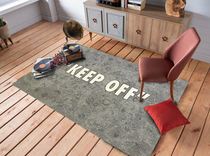 Floral Printed Rug, Keep Off Text Carpet, Sneaker Room Mat, Keepoff Themed Carpet