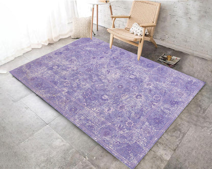 Purple Turkish Motif Themed Rug, Vintage Art Carpet, Classical Home Decor, Living Room Mat