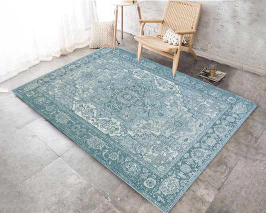 Vintage Ethnic Printed Rug, Tribal Art Carpet, Turkish Motif Mat, Classical Decor, Luxury Mat