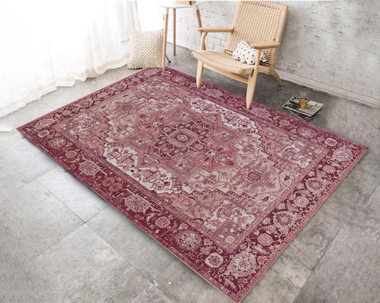 Nostalgic Turkish Motif Rug, Vintage Classical Carpet, Historical Motif Area Mat, Retro Style Rug