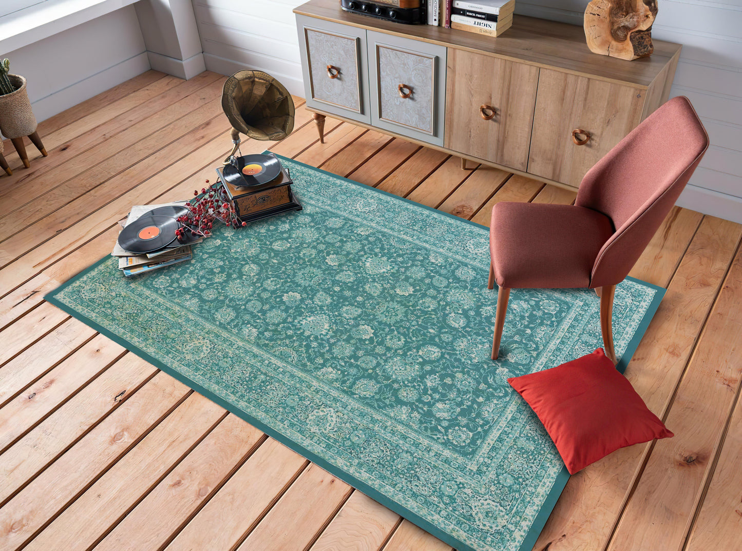 Blue Classical Art Rug, Bohemian Style Carpet, Oriental Mat, Luxury Living Room Rug