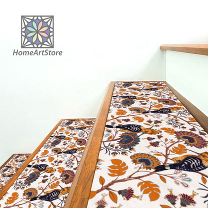 Jacobean Pattern Stair Rugs, Boho Style Stair Mats, Animal Print Stair Carpet, Floral Stair Rugs