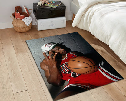 Jordan Three Peat Rug, Air Jordan Carpet, NBA Legend Floor Covering Mat, Chicago Bulls Decor, Basketball Fan Gift