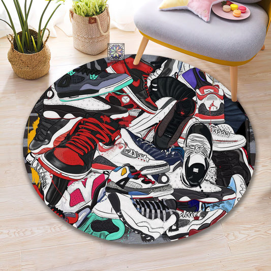 Air Jordan 1 Rug, Sneaker Room Decor, Sneakerhead Round Mat, Nike Carpet, Basketball Lover Rug