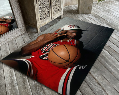 Jordan Three Peat Rug, Air Jordan Carpet, NBA Legend Floor Covering Mat, Chicago Bulls Decor, Basketball Fan Gift