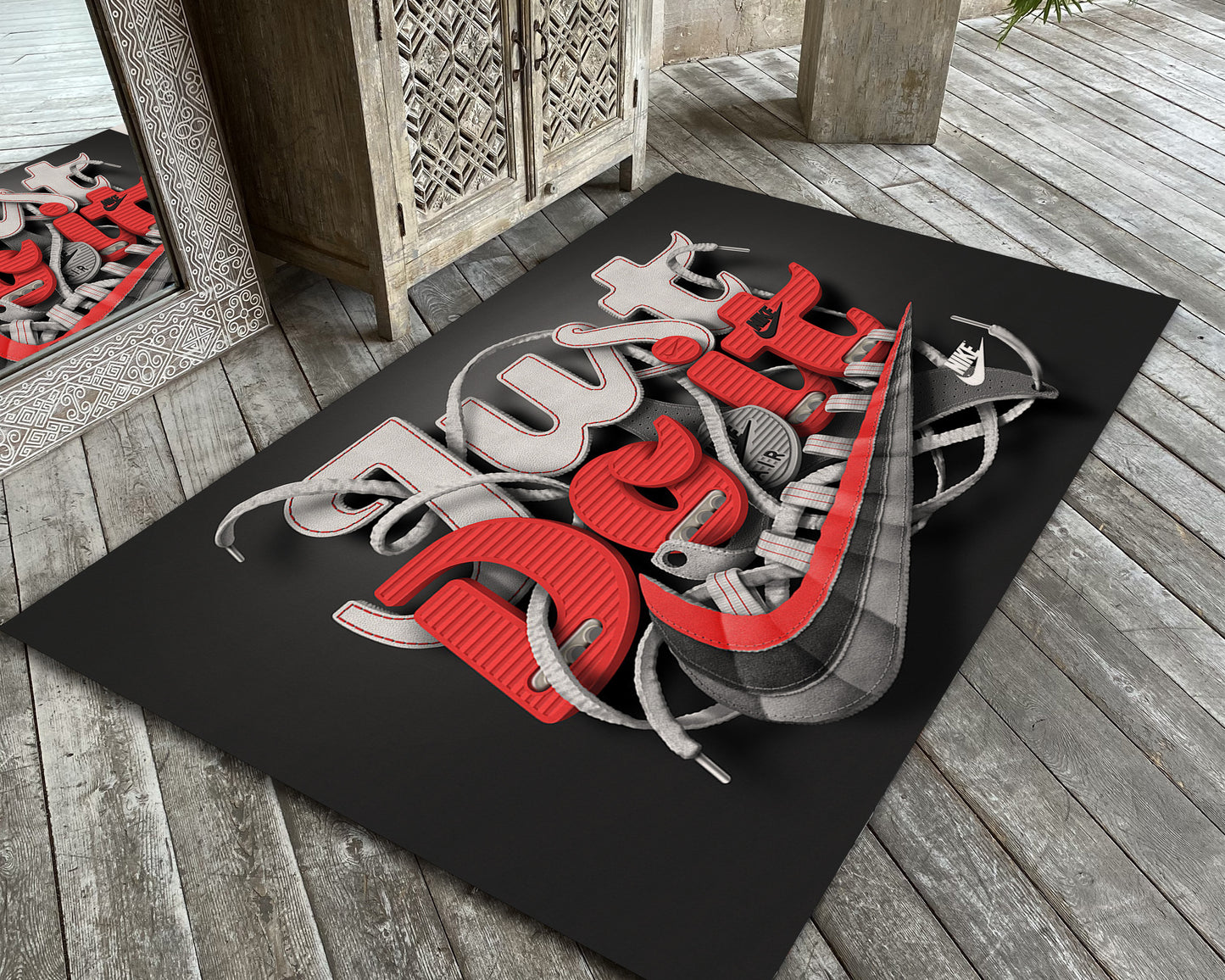 Graffiti Just Do It Rug, Nike Symbol Carpet, Air Jordan Mat, Sneaker Decor, Brand Rug, Sneaker Gift